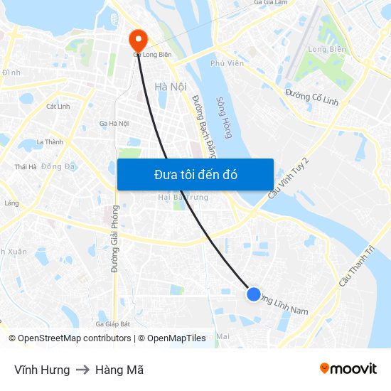 Vĩnh Hưng to Hàng Mã map