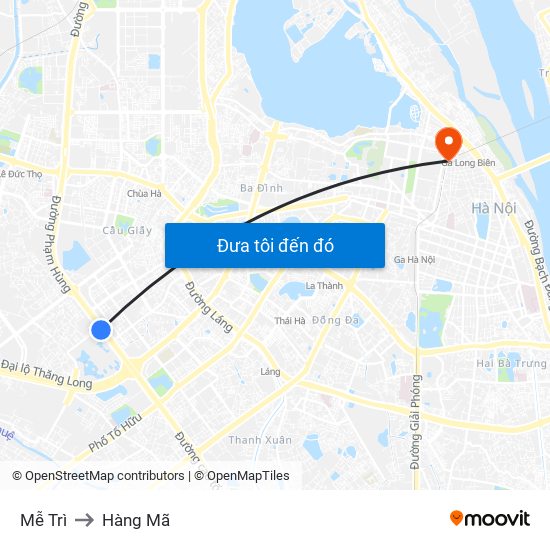 Mễ Trì to Hàng Mã map