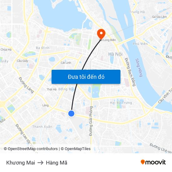 Khương Mai to Hàng Mã map