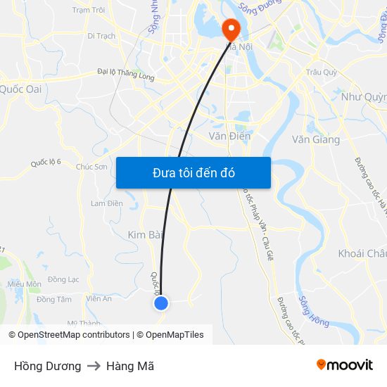 Hồng Dương to Hàng Mã map