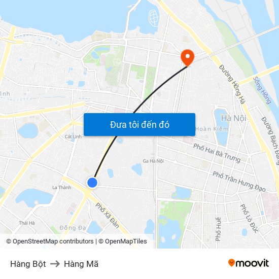 Hàng Bột to Hàng Mã map