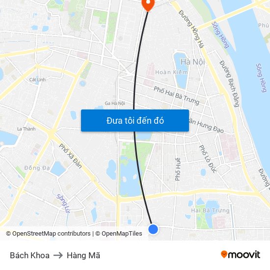 Bách Khoa to Hàng Mã map