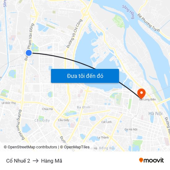 Cổ Nhuế 2 to Hàng Mã map