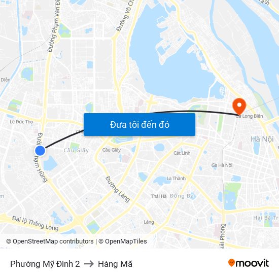 Phường Mỹ Đình 2 to Hàng Mã map