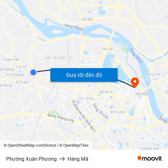 Phường Xuân Phương to Hàng Mã map