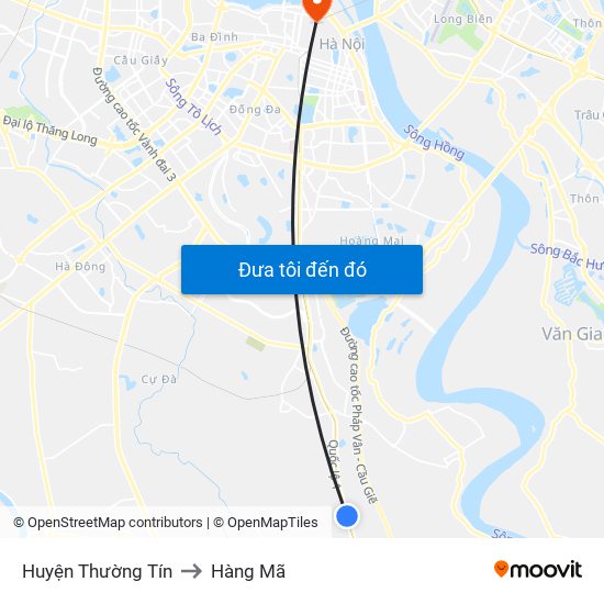 Huyện Thường Tín to Hàng Mã map