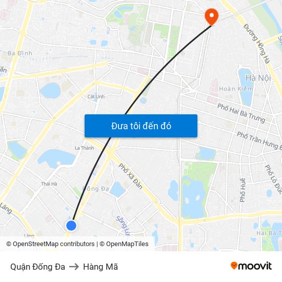 Quận Đống Đa to Hàng Mã map