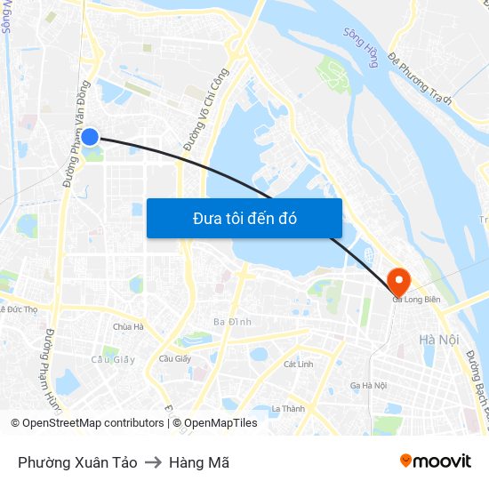 Phường Xuân Tảo to Hàng Mã map