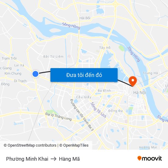 Phường Minh Khai to Hàng Mã map