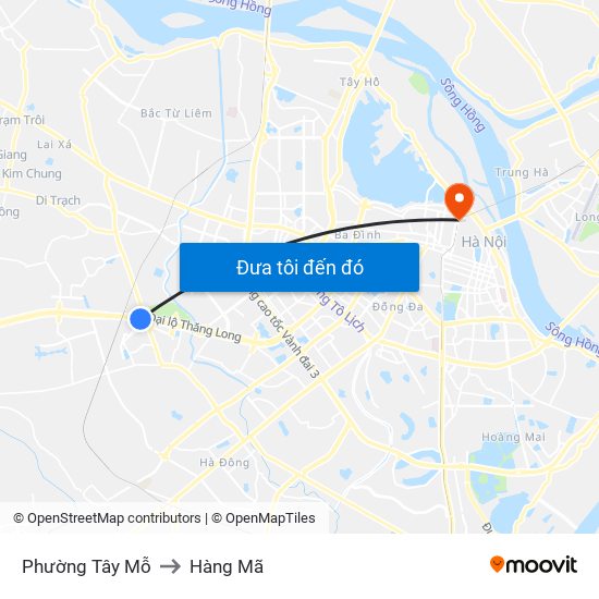 Phường Tây Mỗ to Hàng Mã map