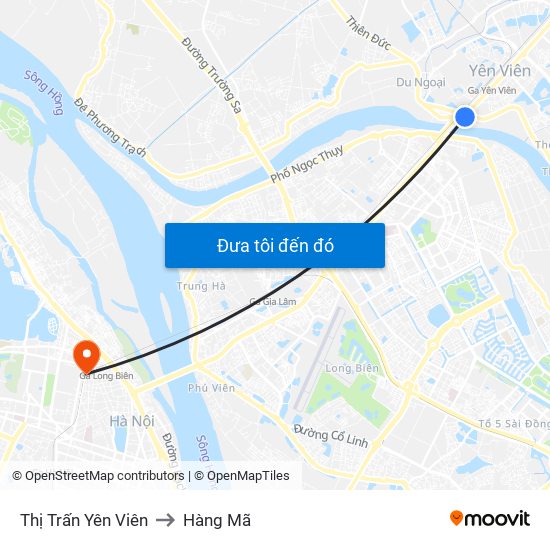 Thị Trấn Yên Viên to Hàng Mã map