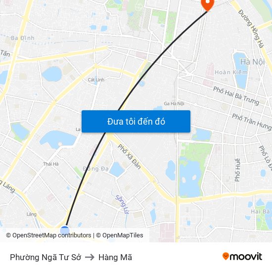 Phường Ngã Tư Sở to Hàng Mã map