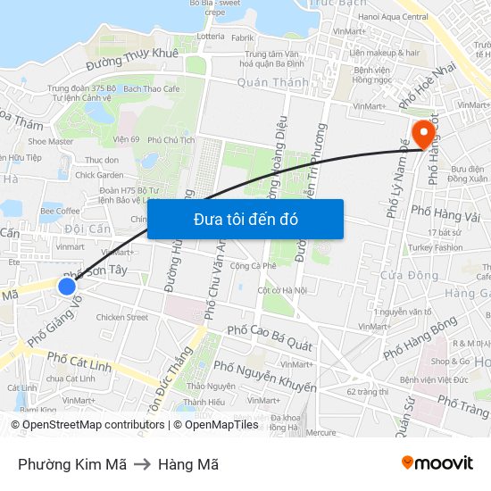 Phường Kim Mã to Hàng Mã map