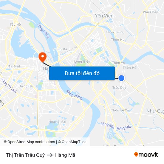 Thị Trấn Trâu Quỳ to Hàng Mã map