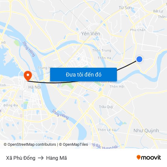 Xã Phù Đổng to Hàng Mã map