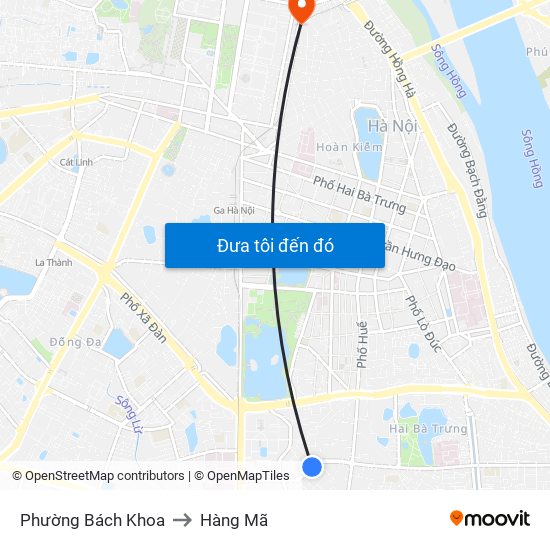 Phường Bách Khoa to Hàng Mã map