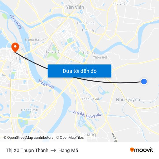 Thị Xã Thuận Thành to Hàng Mã map