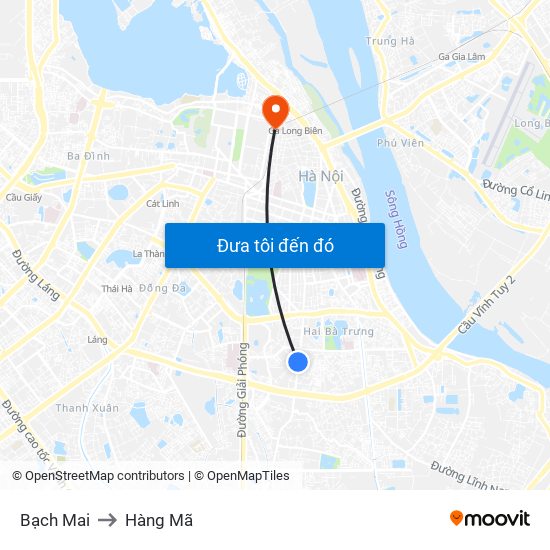 Bạch Mai to Hàng Mã map