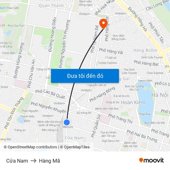 Cửa Nam to Hàng Mã map