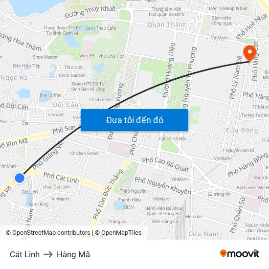 Cát Linh to Hàng Mã map