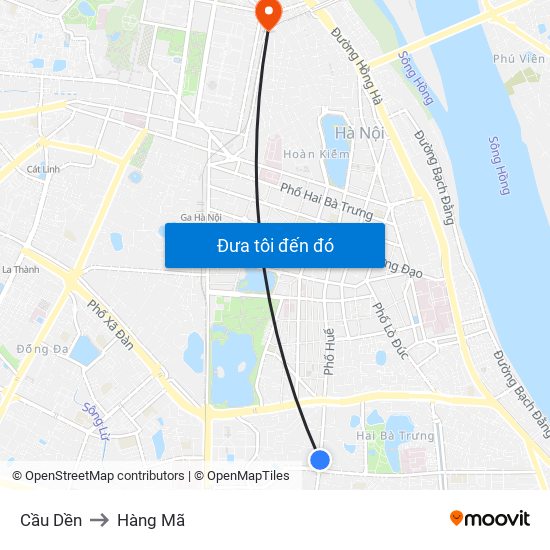 Cầu Dền to Hàng Mã map