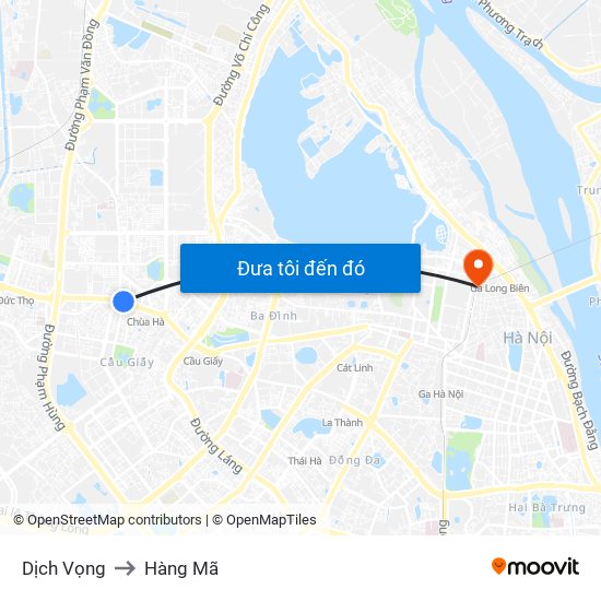 Dịch Vọng to Hàng Mã map