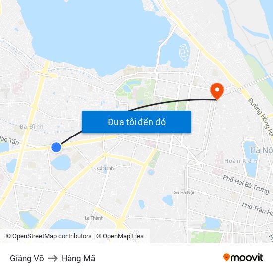 Giảng Võ to Hàng Mã map