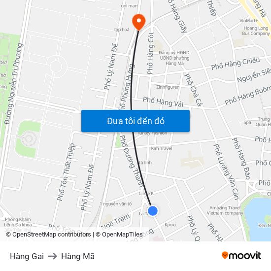 Hàng Gai to Hàng Mã map