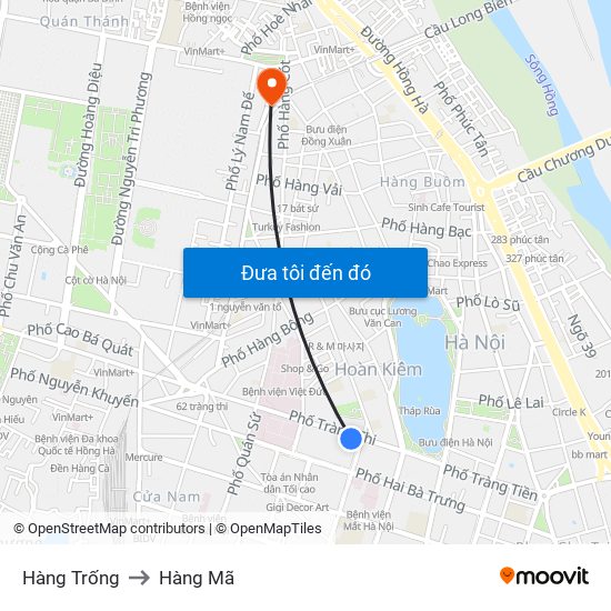 Hàng Trống to Hàng Mã map