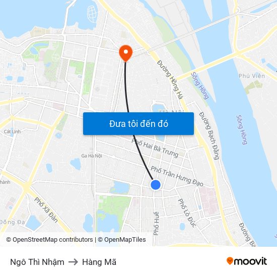 Ngô Thì Nhậm to Hàng Mã map