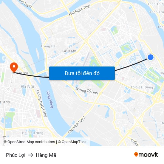 Phúc Lợi to Hàng Mã map