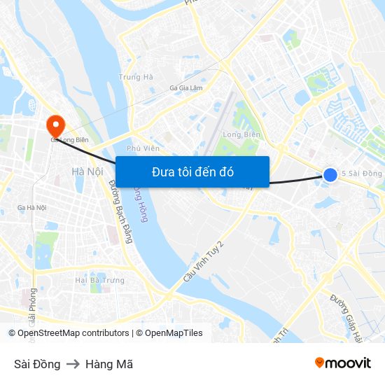 Sài Đồng to Hàng Mã map