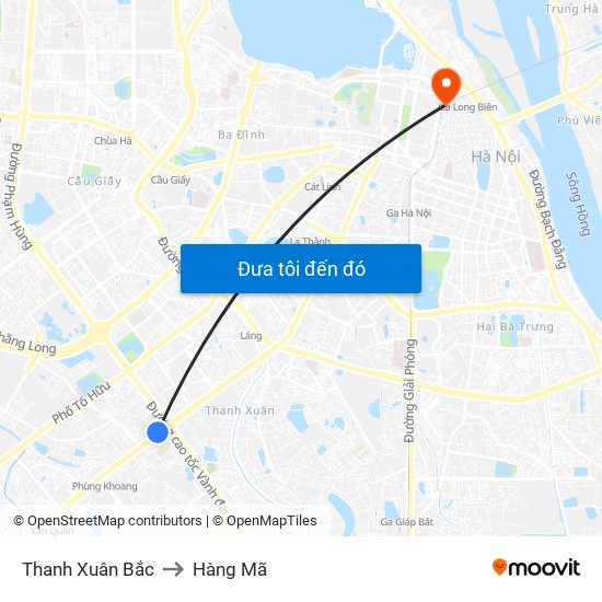 Thanh Xuân Bắc to Hàng Mã map