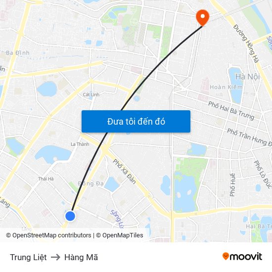 Trung Liệt to Hàng Mã map