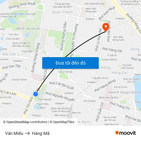 Văn Miếu to Hàng Mã map