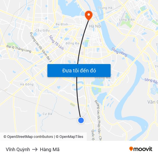Vĩnh Quỳnh to Hàng Mã map
