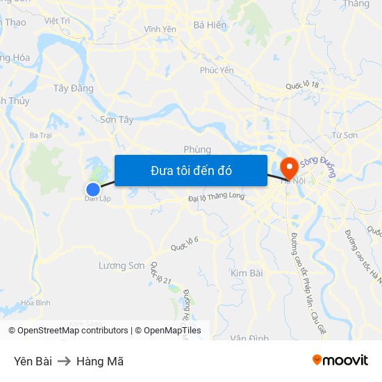 Yên Bài to Hàng Mã map