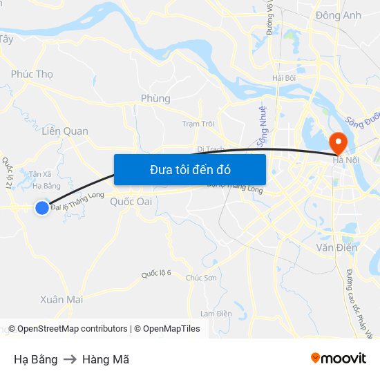 Hạ Bằng to Hàng Mã map