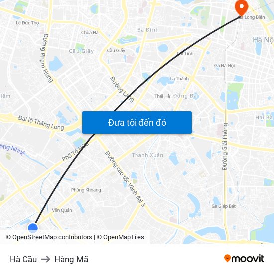 Hà Cầu to Hàng Mã map