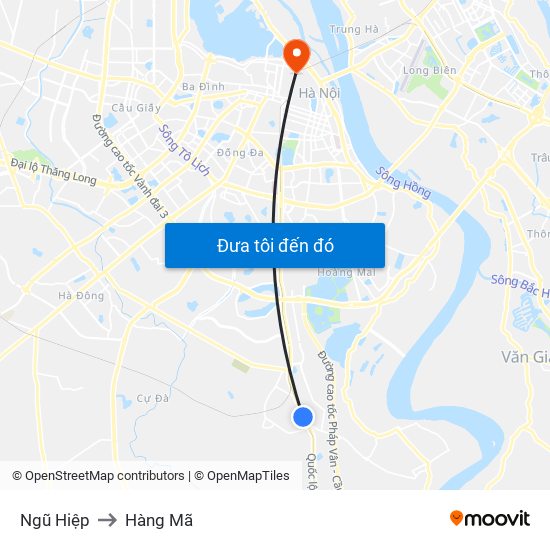 Ngũ Hiệp to Hàng Mã map