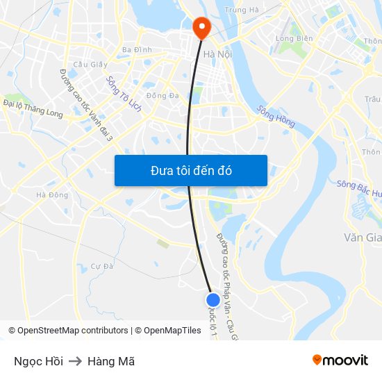 Ngọc Hồi to Hàng Mã map