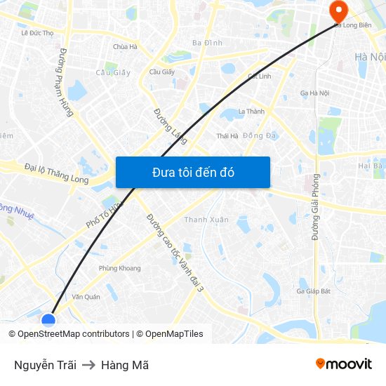 Nguyễn Trãi to Hàng Mã map