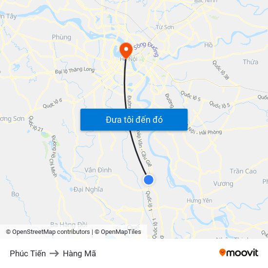 Phúc Tiến to Hàng Mã map