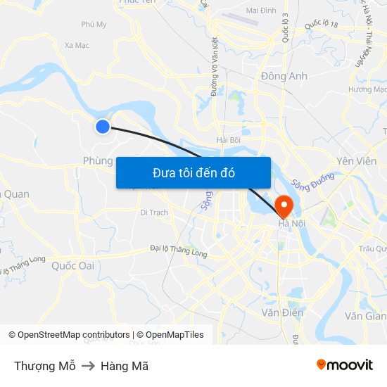 Thượng Mỗ to Hàng Mã map