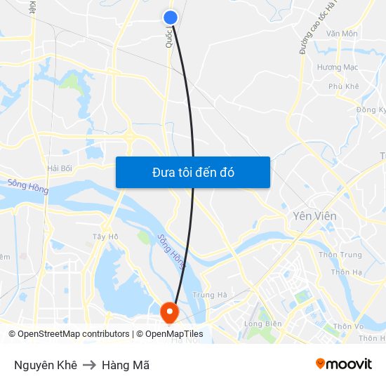 Nguyên Khê to Hàng Mã map