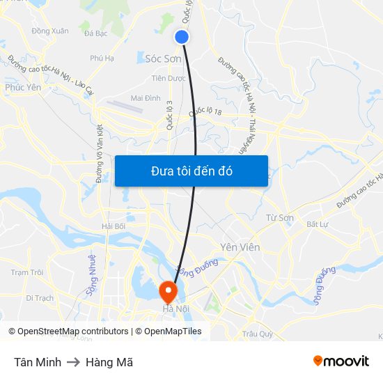 Tân Minh to Hàng Mã map