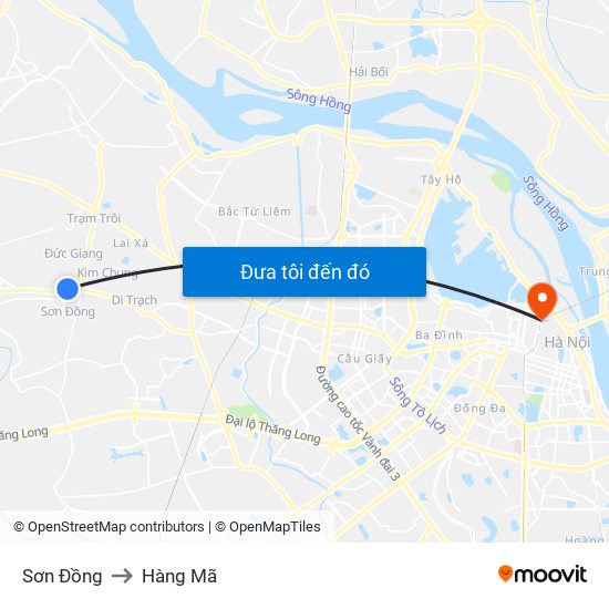 Sơn Đồng to Hàng Mã map