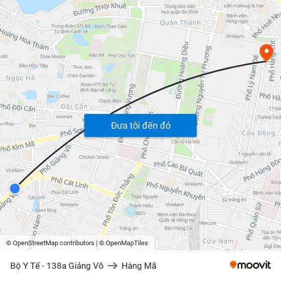 Bộ Y Tế - 138a Giảng Võ to Hàng Mã map