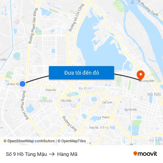 Số 9 Hồ Tùng Mậu to Hàng Mã map