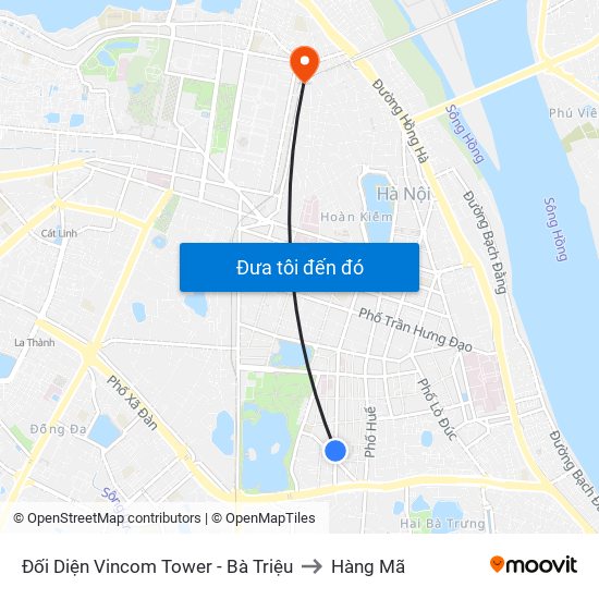 Đối Diện Vincom Tower - Bà Triệu to Hàng Mã map